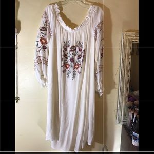 Boho Long Sleeve Embroidered Dress